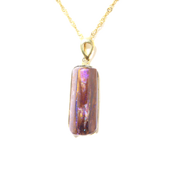 Handmade Australian Boulder Opal Pendant Necklace Sterling Silver Golden Column