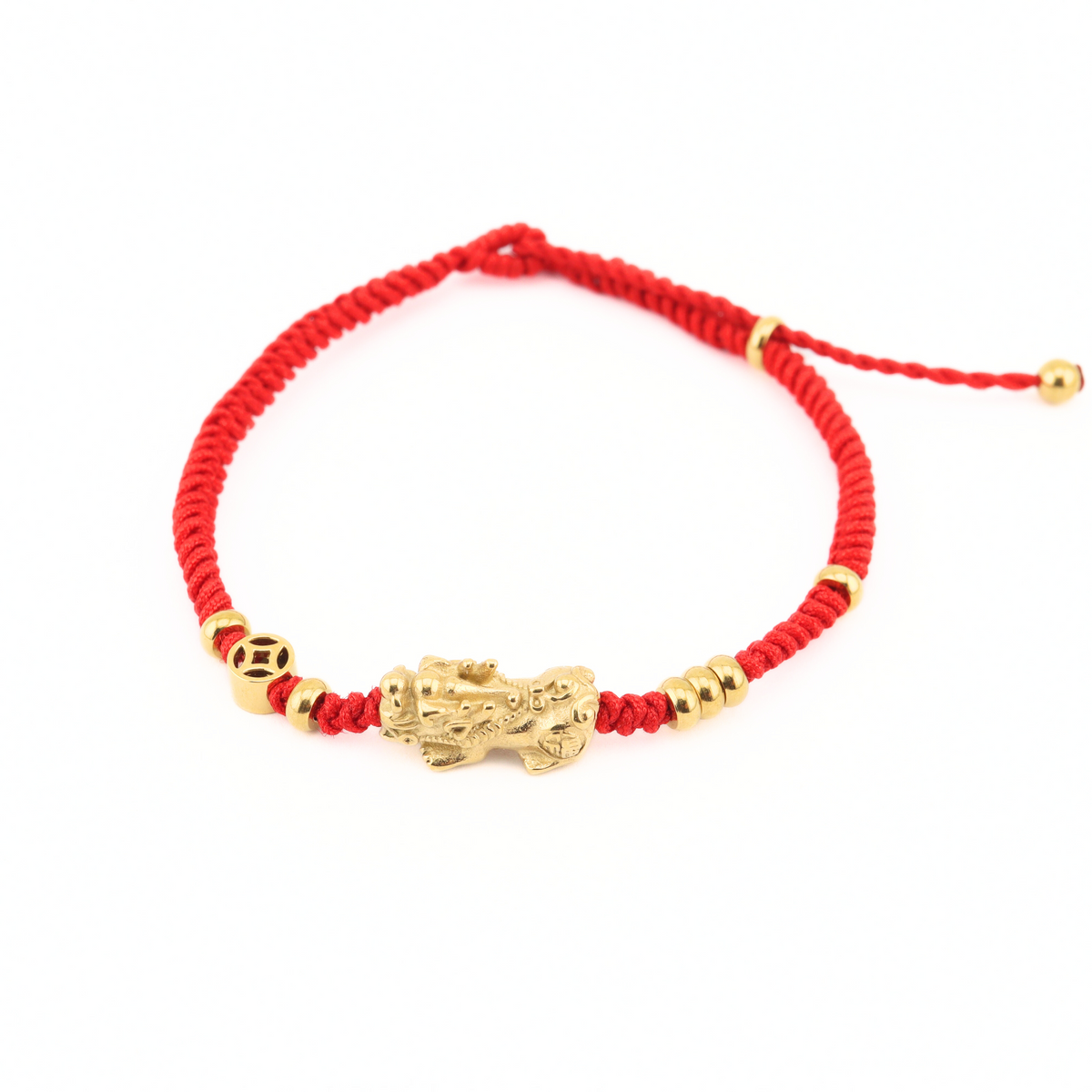 Pixiu Dragon with Lucky Coin Red String Bracelet