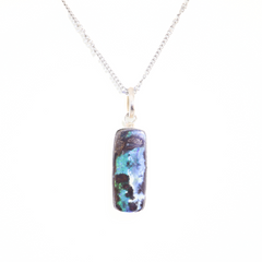 Handmade Australian Boulder Opal Pendant Necklace Sterling Silver Earth Pillar