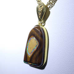 Handmade Australian Boulder Opal Pendant Necklace Sterling Silver Golden Drift Pillar (Copy)