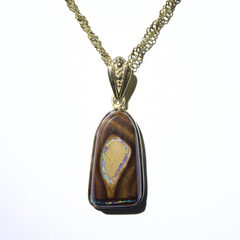Handmade Australian Boulder Opal Pendant Necklace Sterling Silver Golden Drift Pillar (Copy)