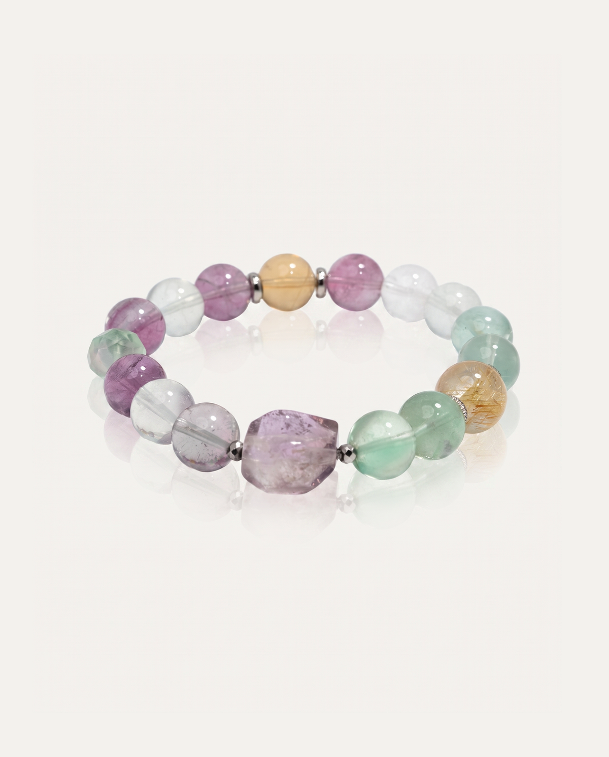 Amethyst, Fluorite & Rutilated Quartz Bracelet photo 3
