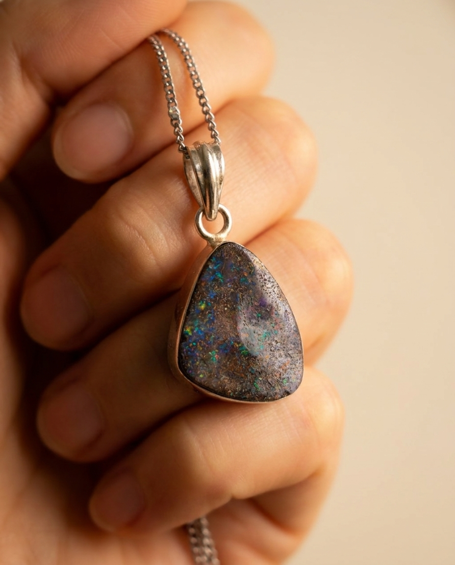 Ancient Tear Solid Australian Opal Necklace