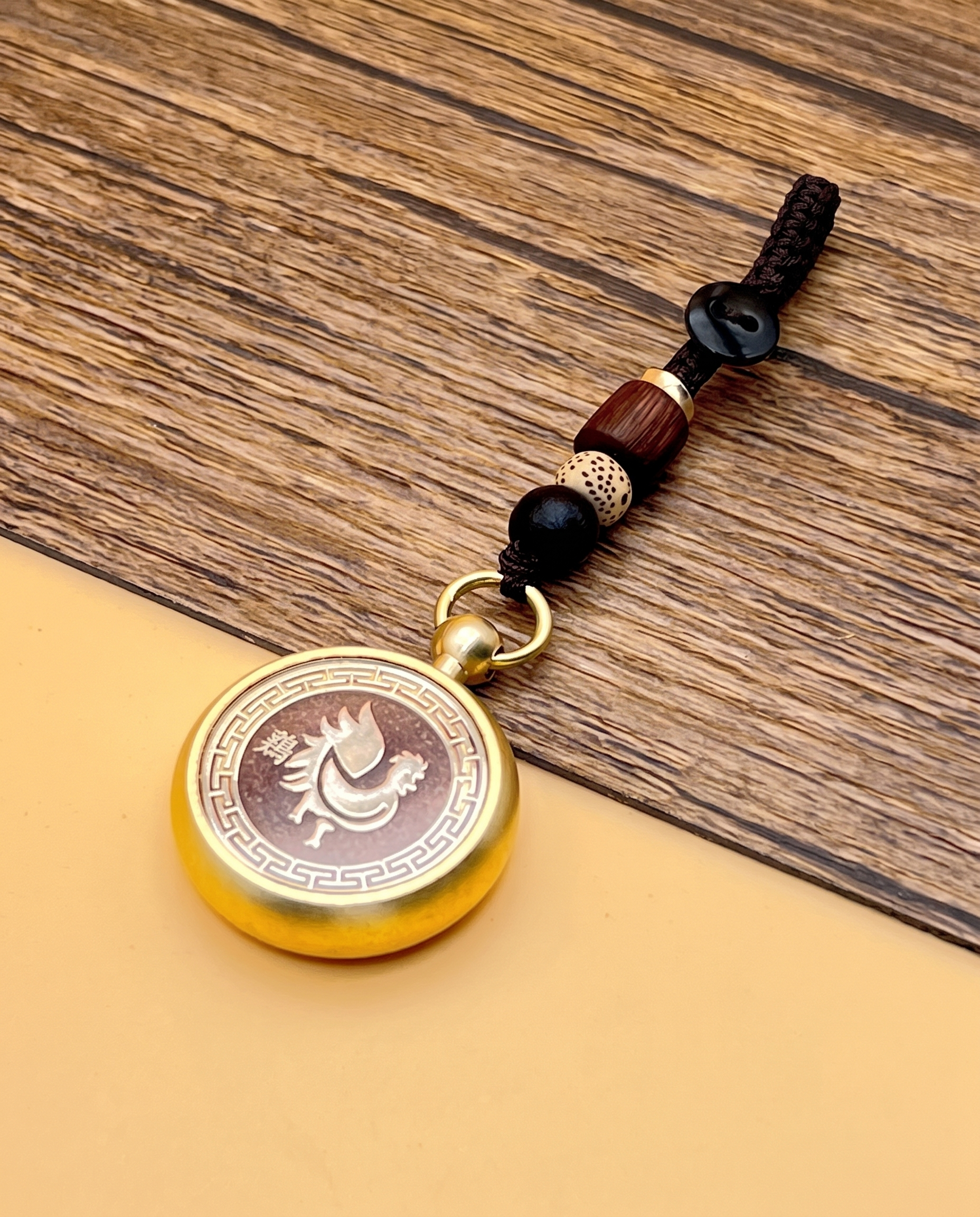 Brass Zodiac Cinnabar Keyring