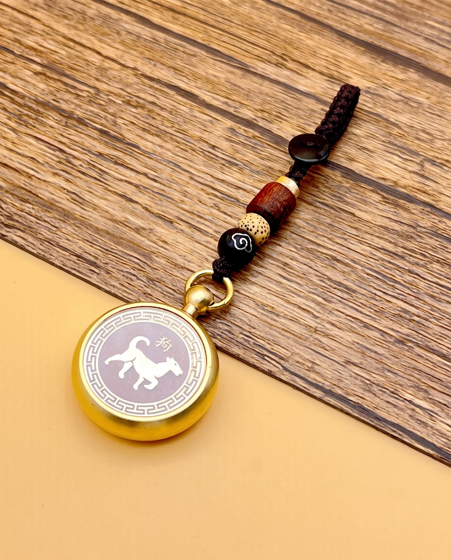 Brass Zodiac Cinnabar Keyring