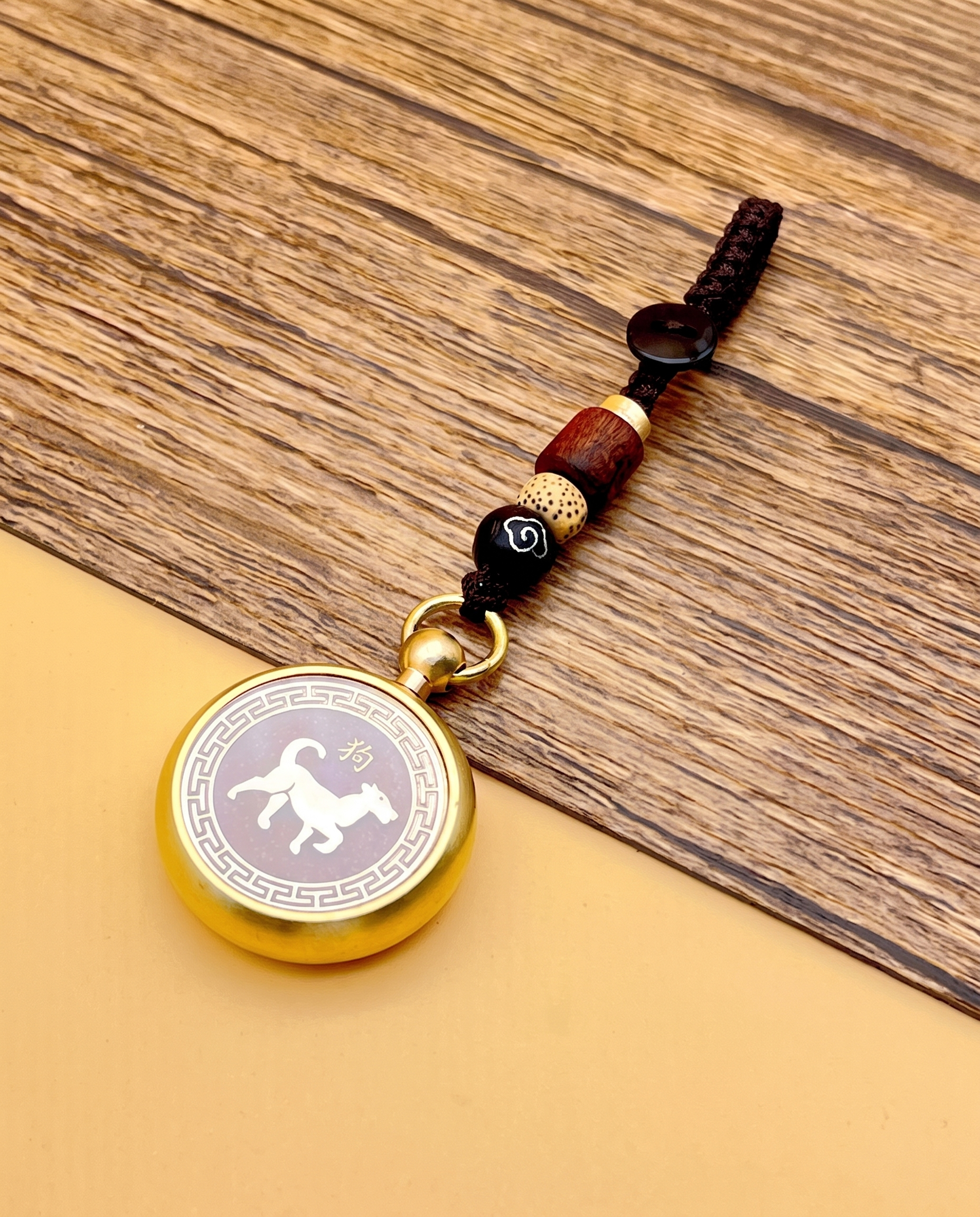 Brass Zodiac Cinnabar Keyring