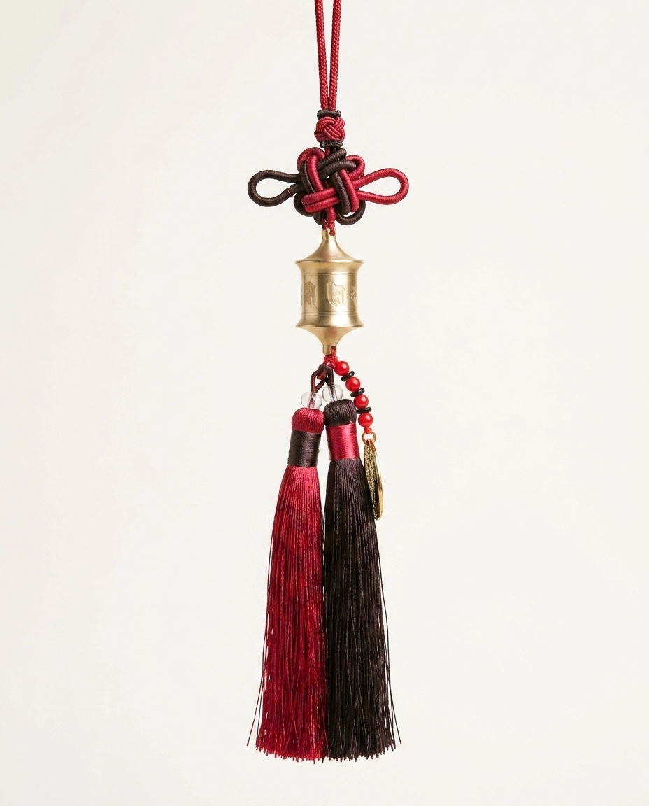 Tibetan Prayer Wheel Charm — DarkRed