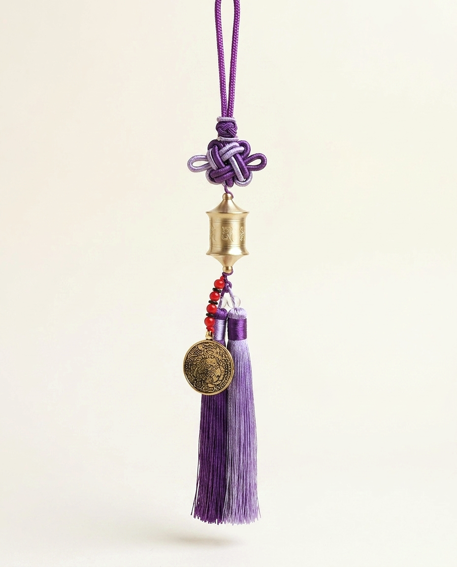 Tibetan Prayer Wheel Charm — Purple