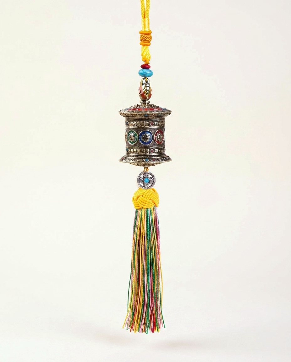 Rainbow Tibetan Prayer Wheel Charm — DimGray