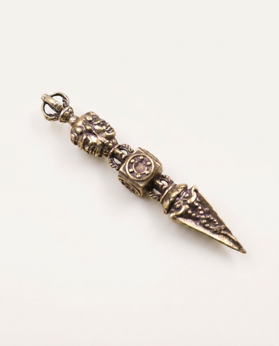 Brass Charm Keyring — Phurba Dagger
