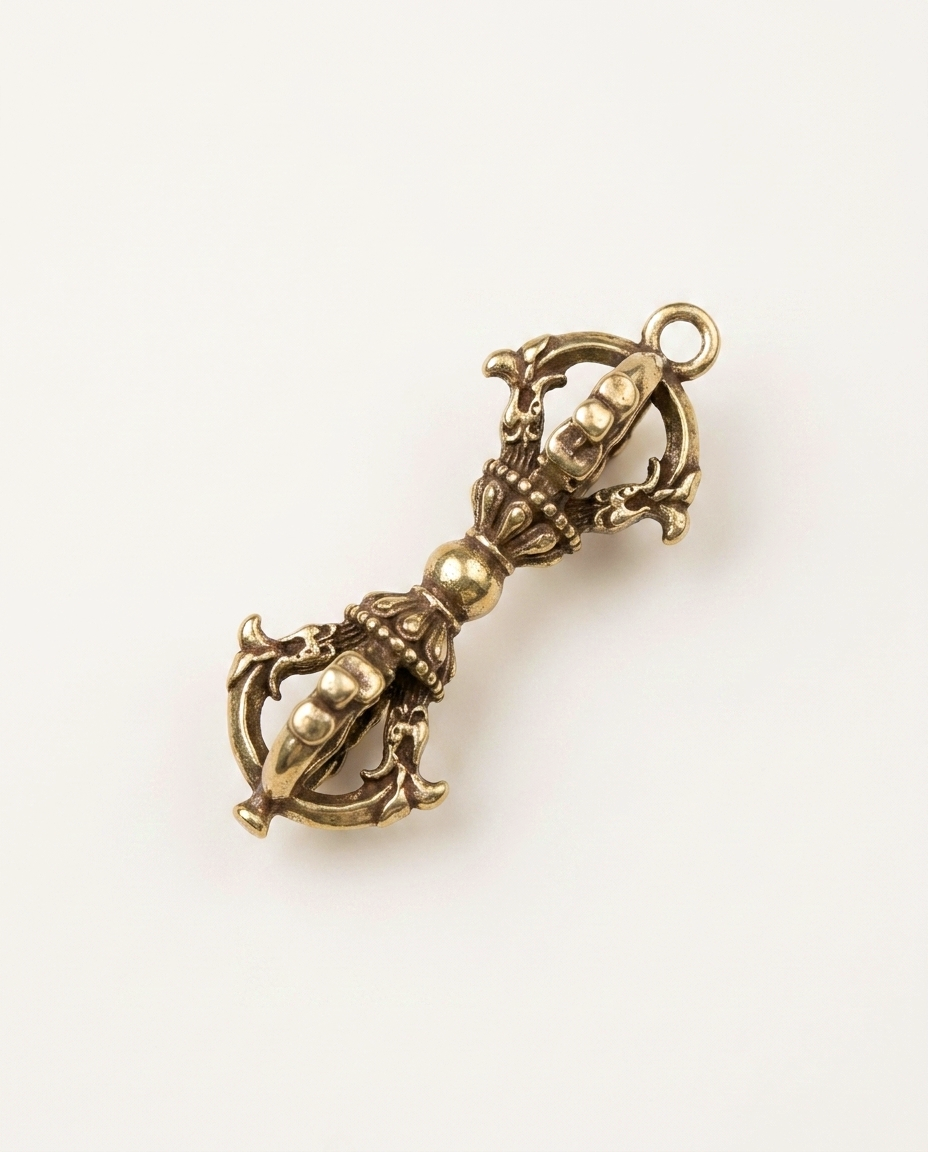 Brass Charm Keyring — Vajra Scepter