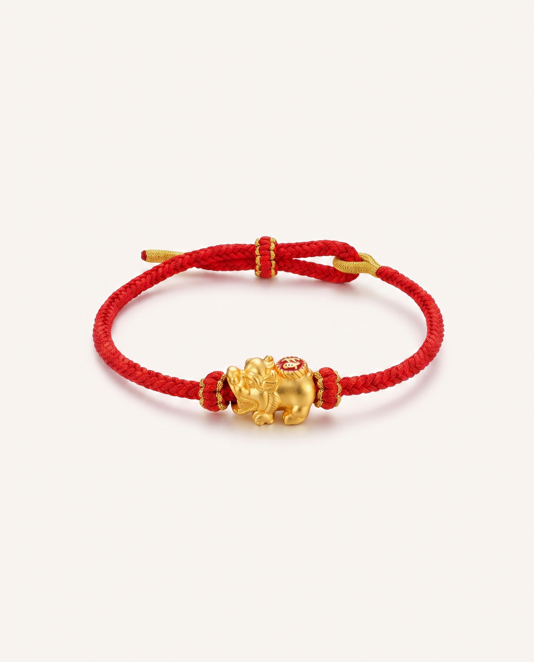 Baby Pixiu Dragon Adjustable Red String Bracelet, alternate view