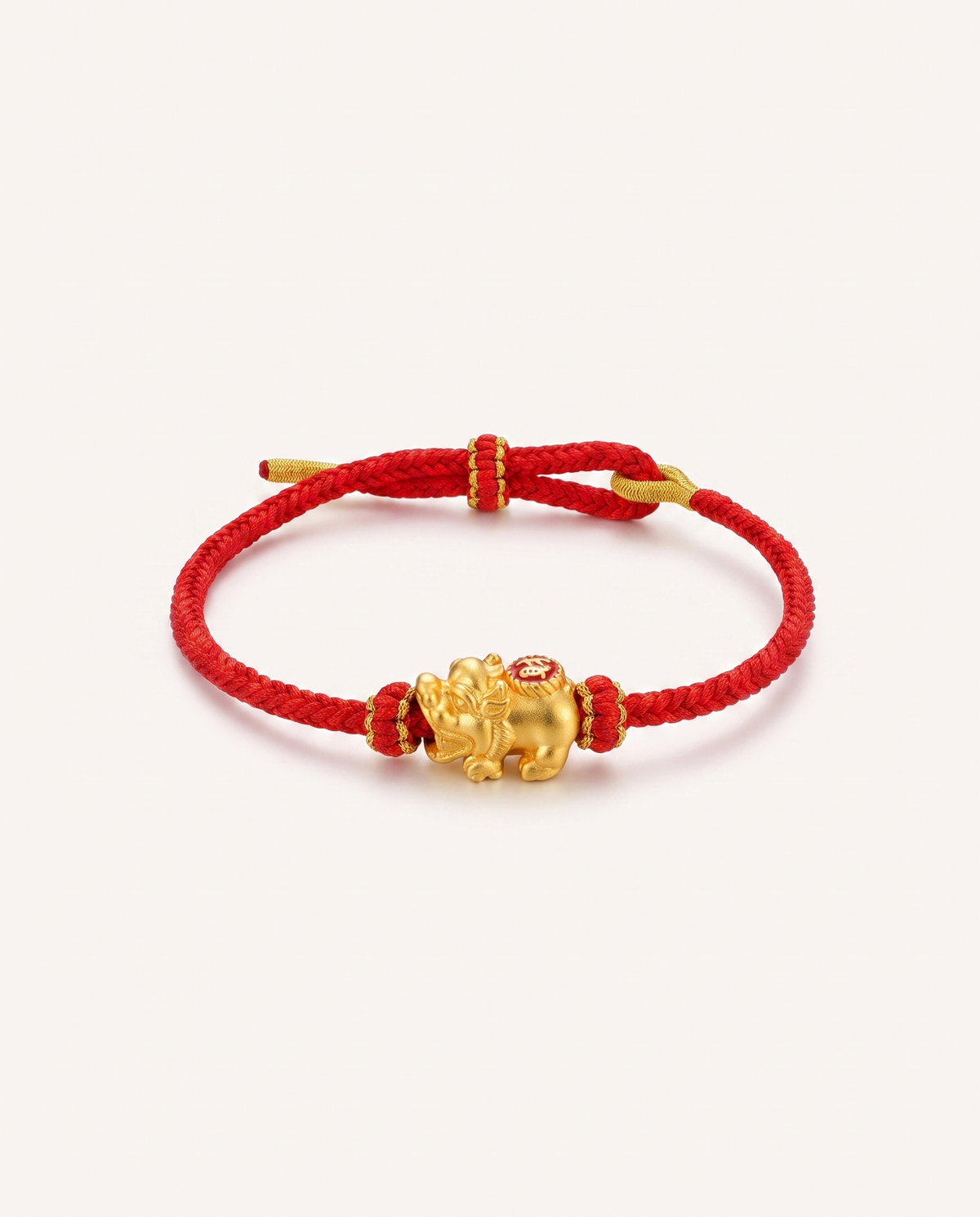 Baby Pixiu Dragon Adjustable Red String Bracelet, alternate view