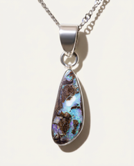 Earth Drop Solid Australian Opal Necklace