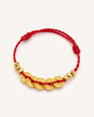 Five Emperors Coin Red String Bracelet, alternate view