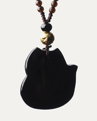 Fox Obsidian Pendant Necklace