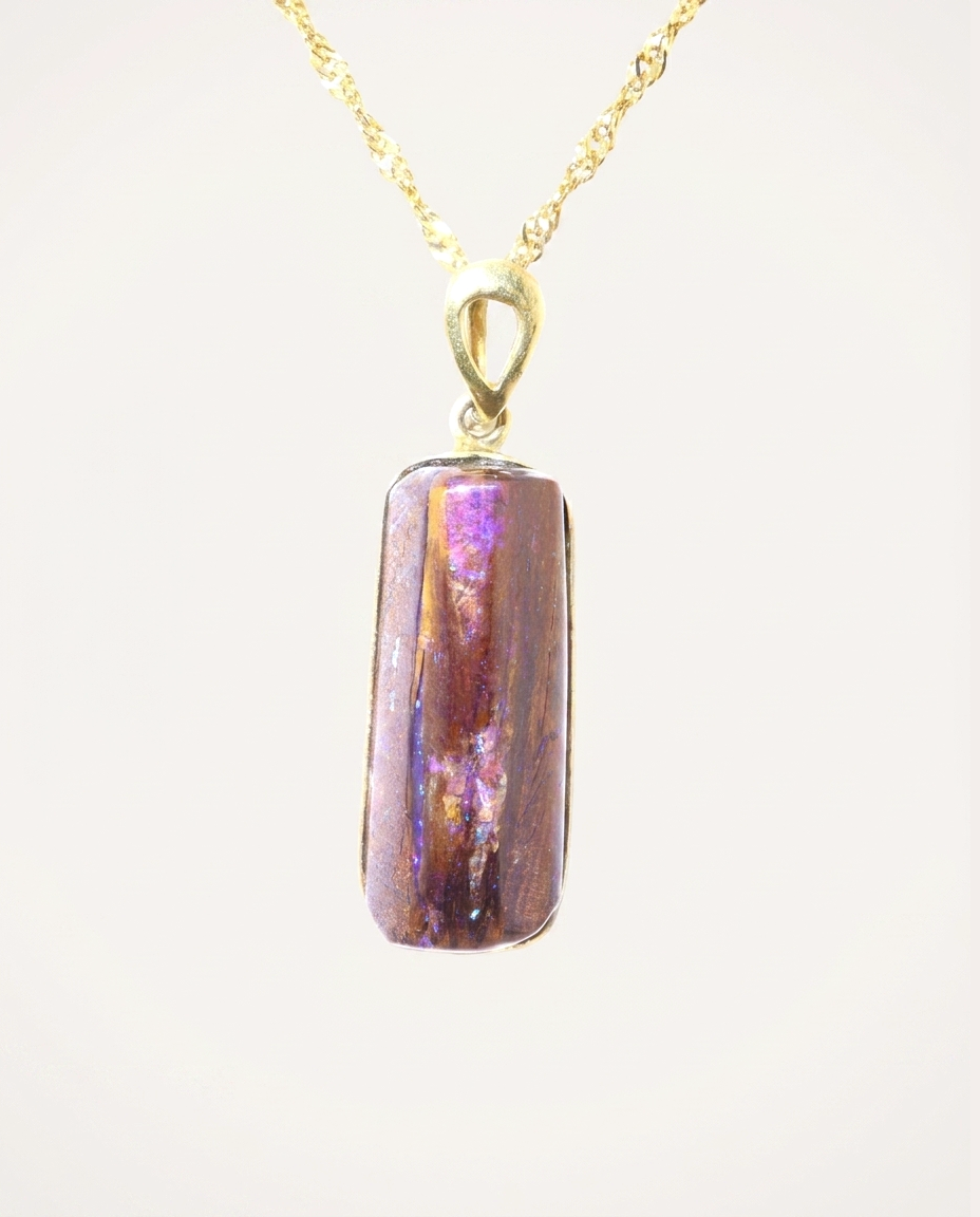 Golden Column Solid Australian Opal Necklace