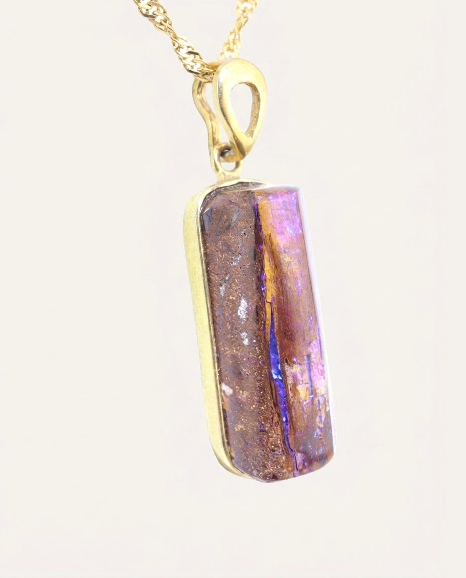 Golden Column Solid Australian Opal Necklace