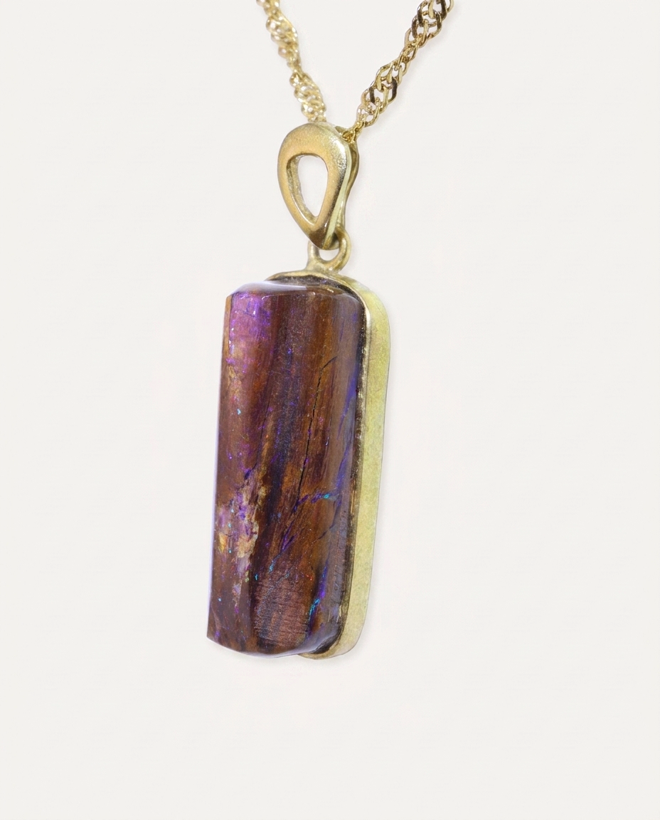 Golden Column Solid Australian Opal Necklace