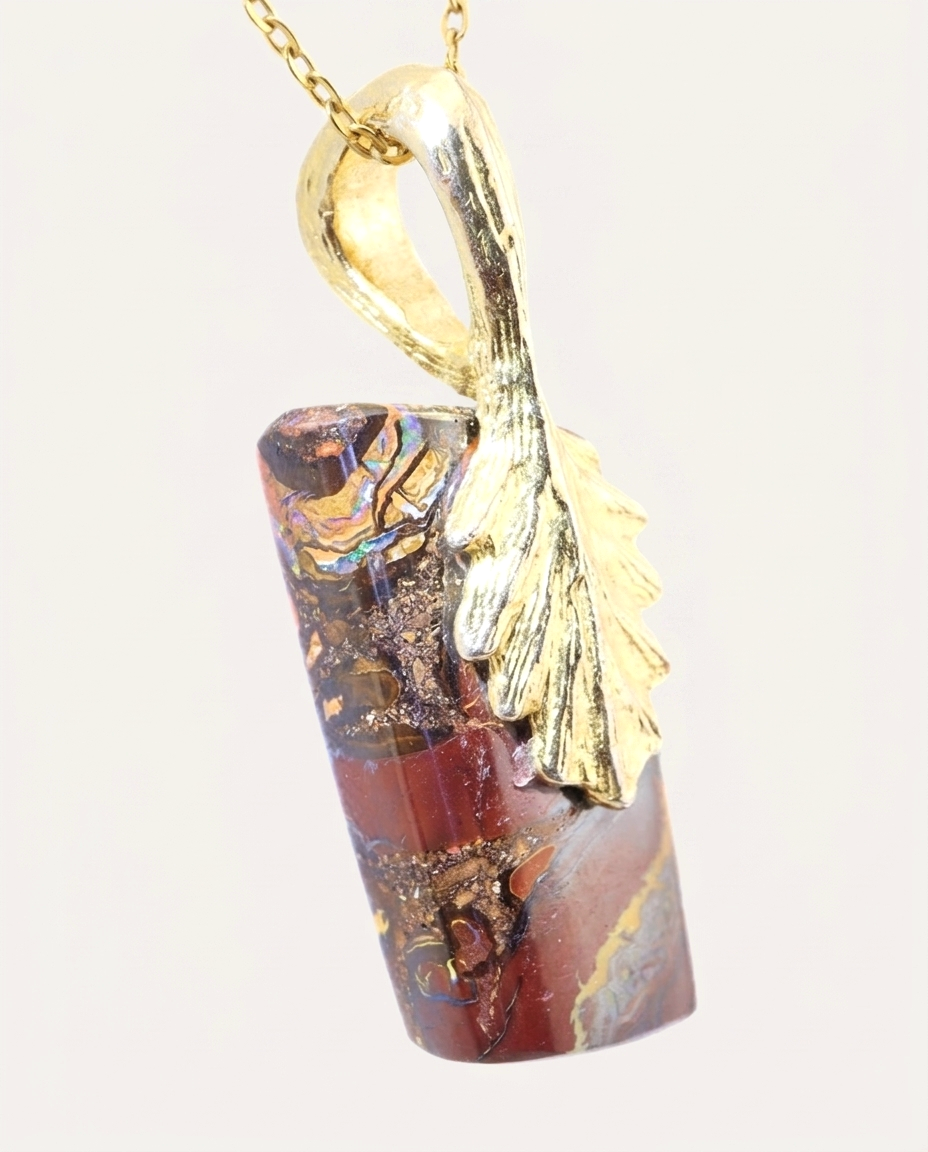 Golden Drift Solid Australian Opal Necklace