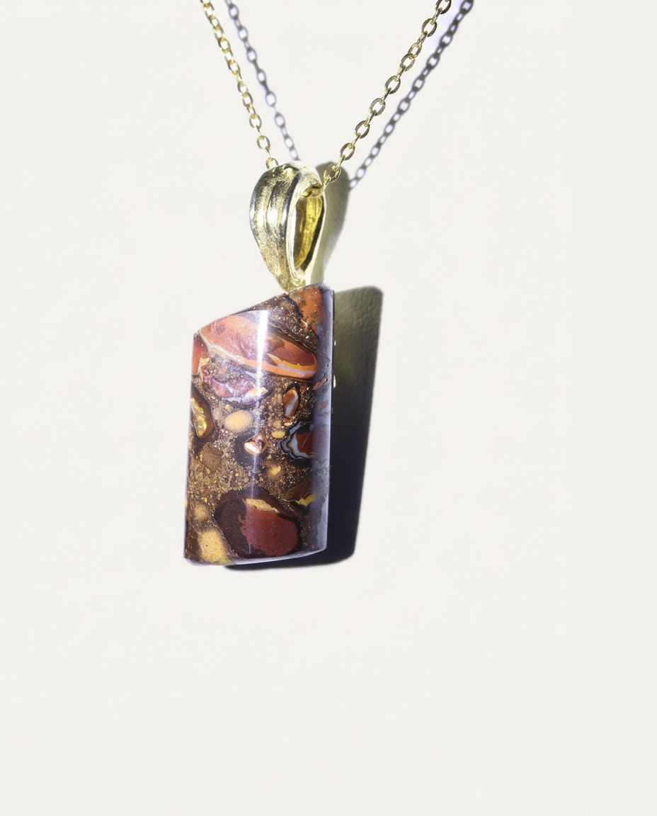 Golden Drift Solid Australian Opal Necklace
