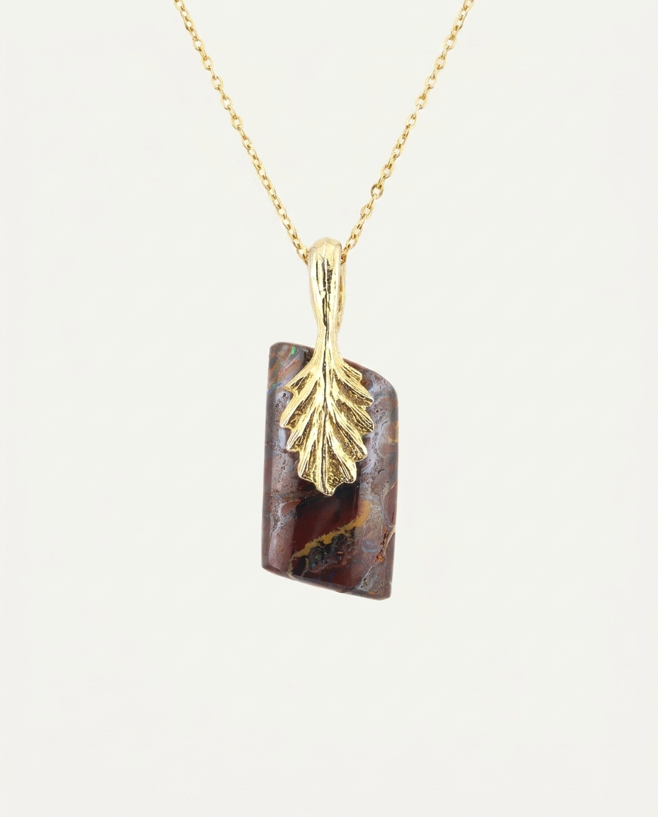 Golden Drift Solid Australian Opal Necklace