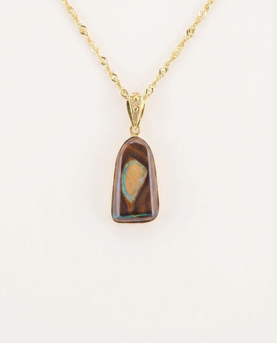 Golden Pillar Solid Australian Opal Necklace