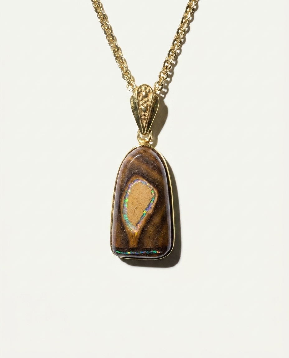 Golden Pillar Solid Australian Opal Necklace