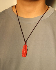 Guan Yin cinnabar necklace worn