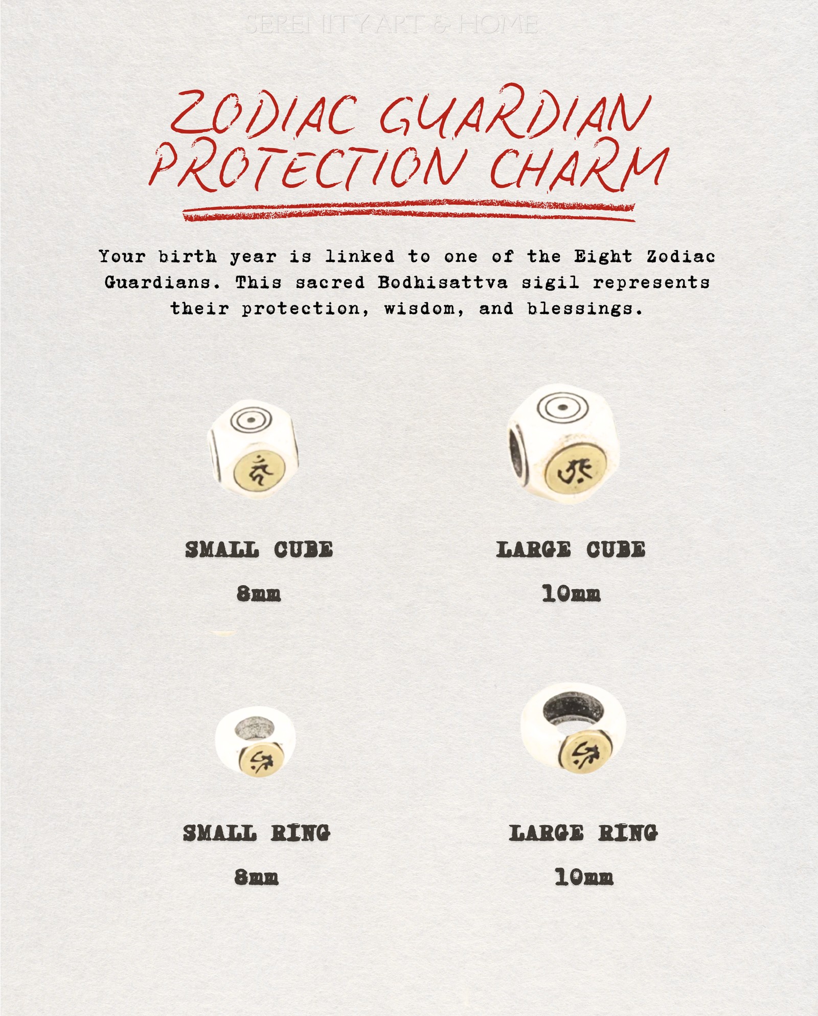 Guardian protection charm size chart