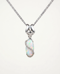 Solid Australian Opal Necklace Silver