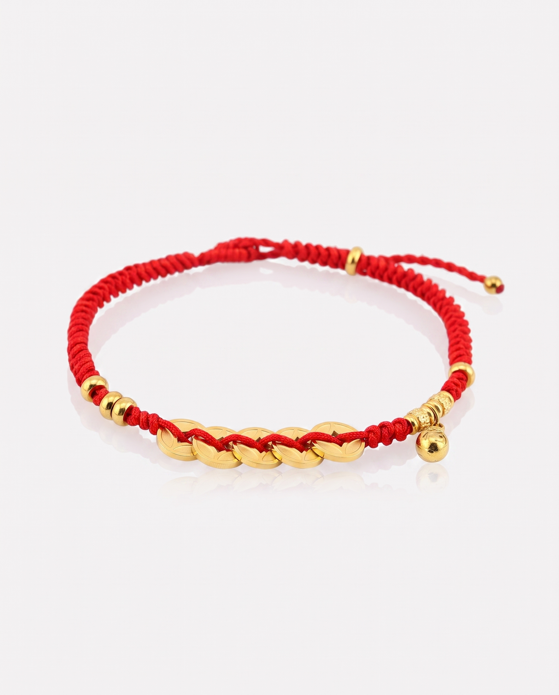 Five Emperors Coin with Hulu Red String Bracelet
