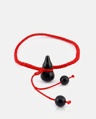 Obsidian Hulu Health Charm Red String Bracelet