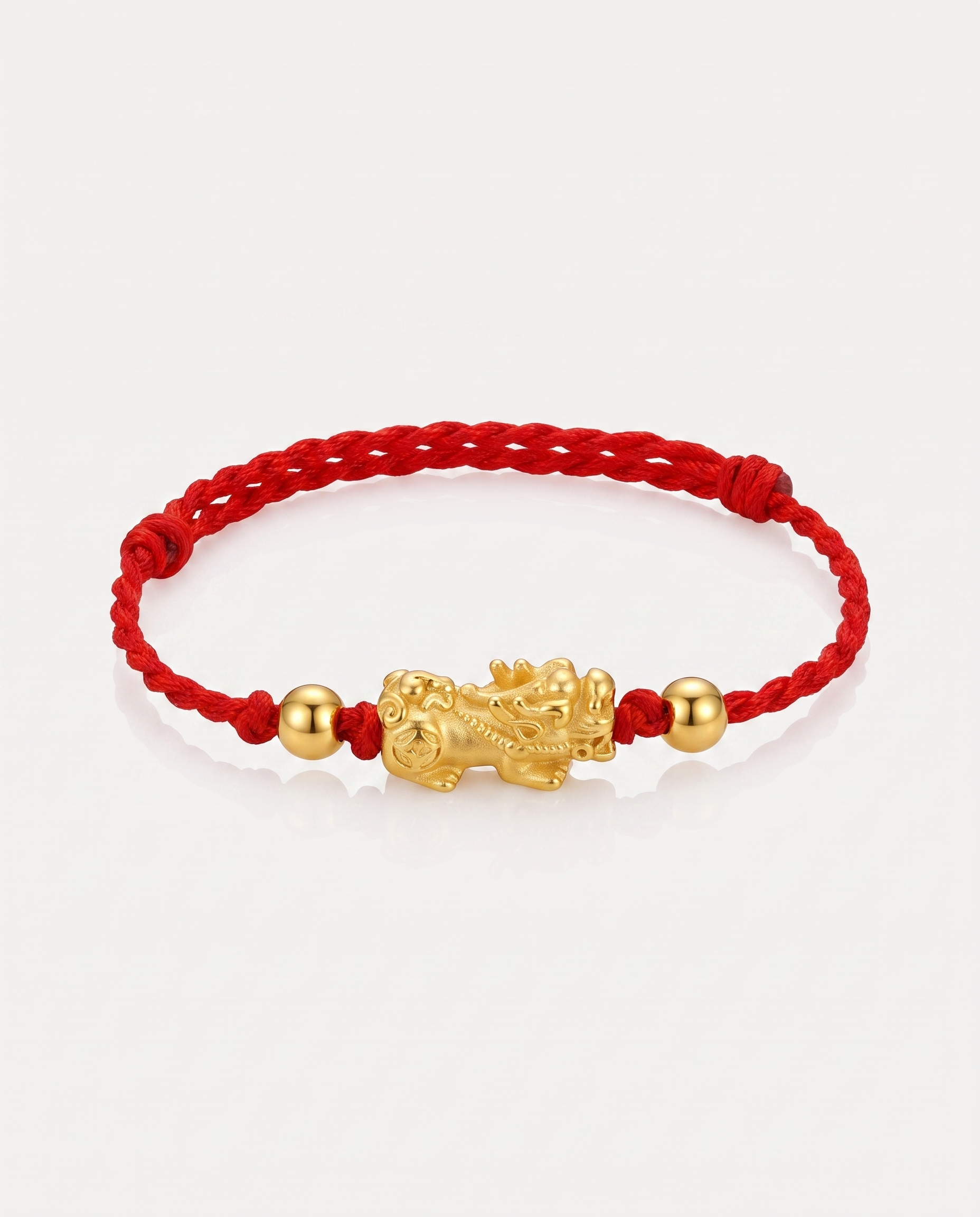 Pixiu Dragon with 2 Beads Red String Bracelet