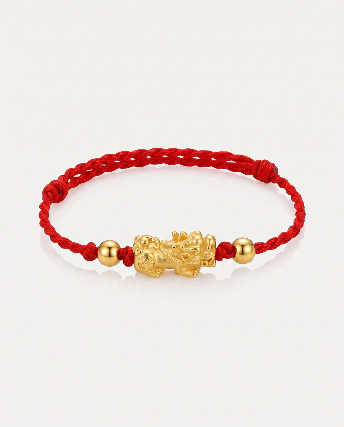 Pixiu Dragon with 2 Beads Red String Bracelet