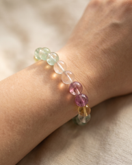 Rainbow Fluorite Bracelet worn on wrist