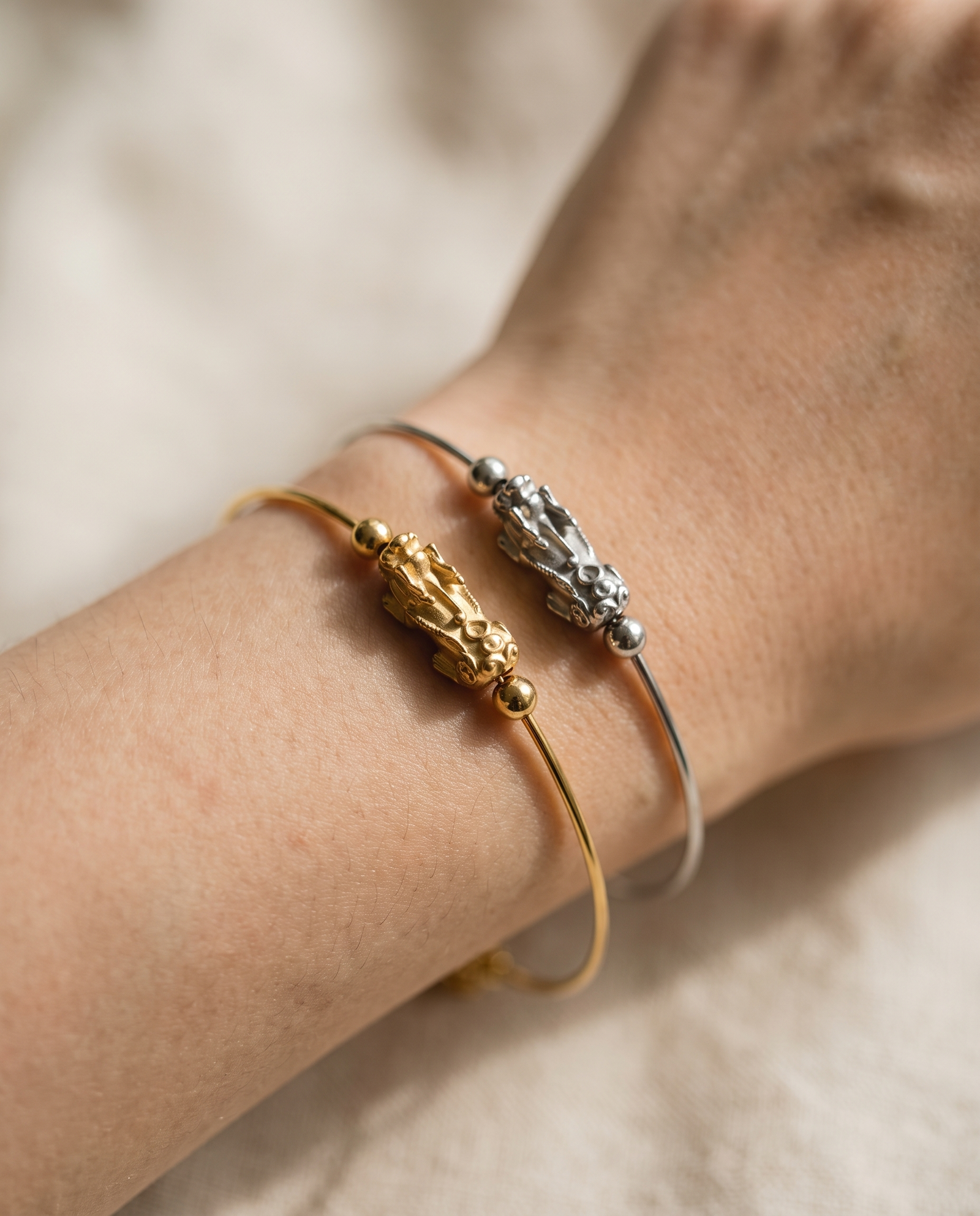 Pixiu Metal Bracelet worn on wrist