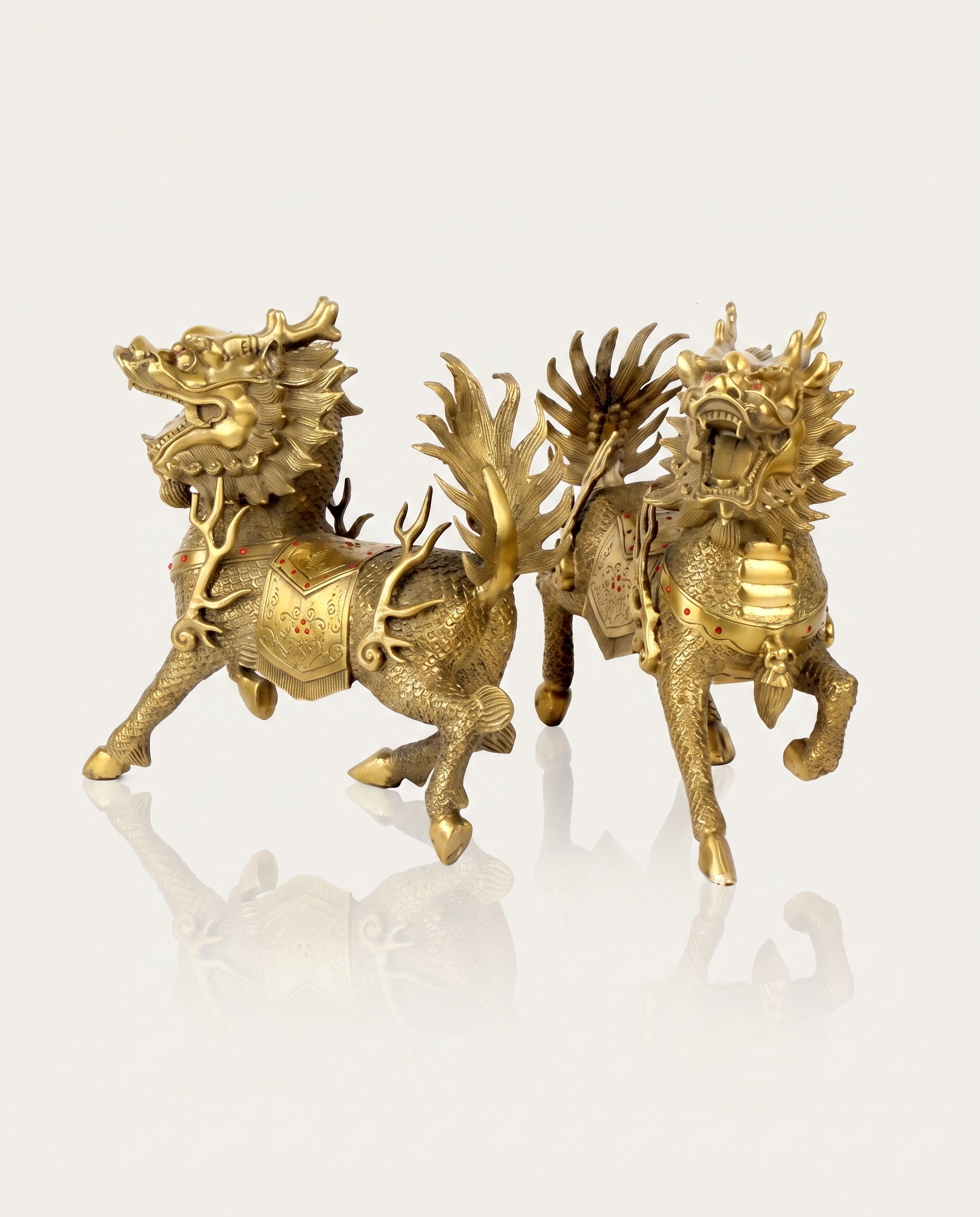 Brass Chi Lin Pair photo 3