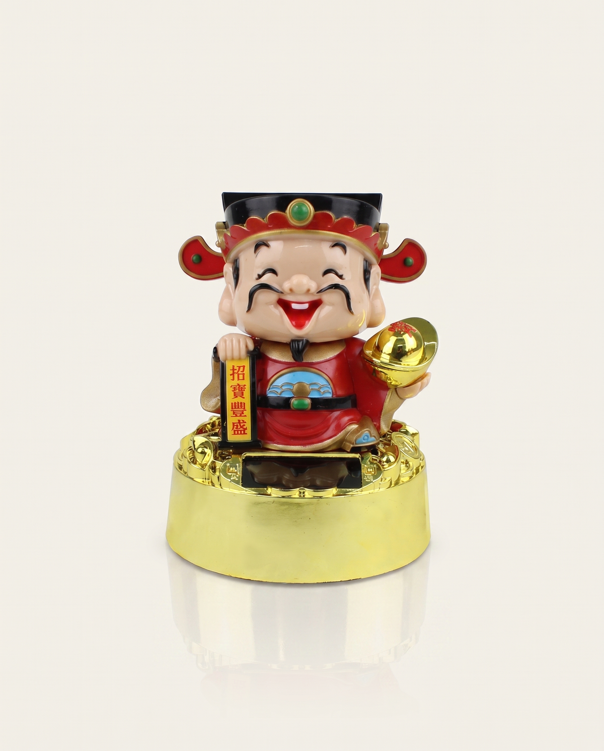 Five Wealth God Solar Powered Nodding Head Statue photo 3