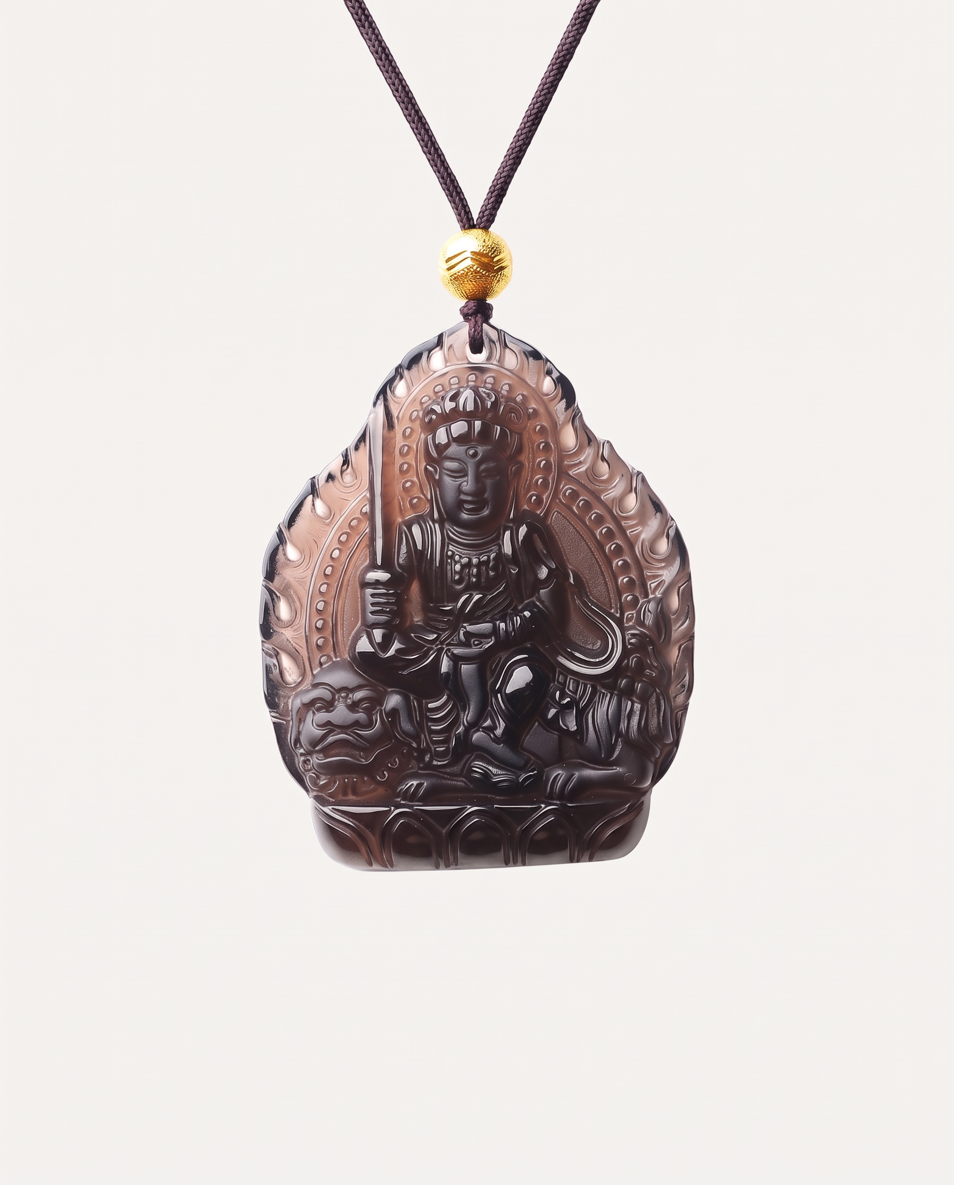 ice obsidian zodiac guardian necklace manjushri