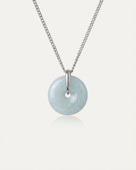 Jade Bi Disc Necklace on ivory background