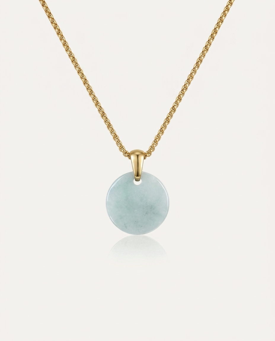 Jade Donut Necklace on ivory background