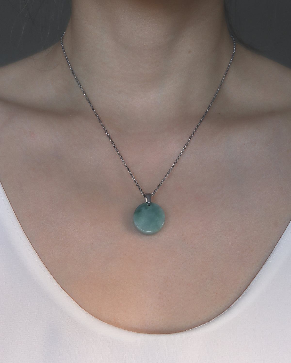 Jade Donut Necklace worn