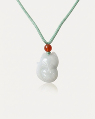 Jade Fox Necklace on ivory background