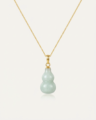 Jade Hulu Gourd Necklace on ivory background