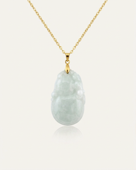 Jade Pixiu Hulu Necklace on ivory background