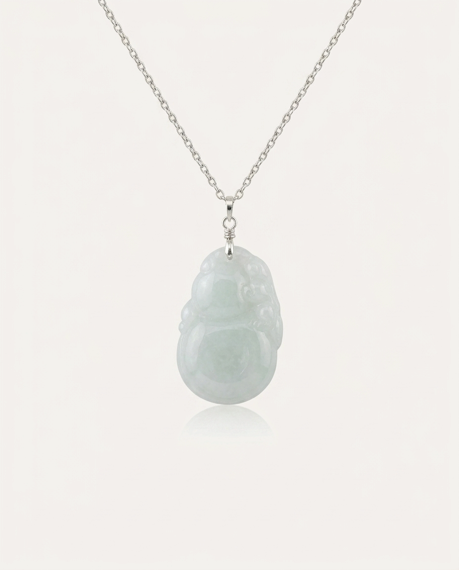 Jade Pixiu Hulu Necklace on ivory background