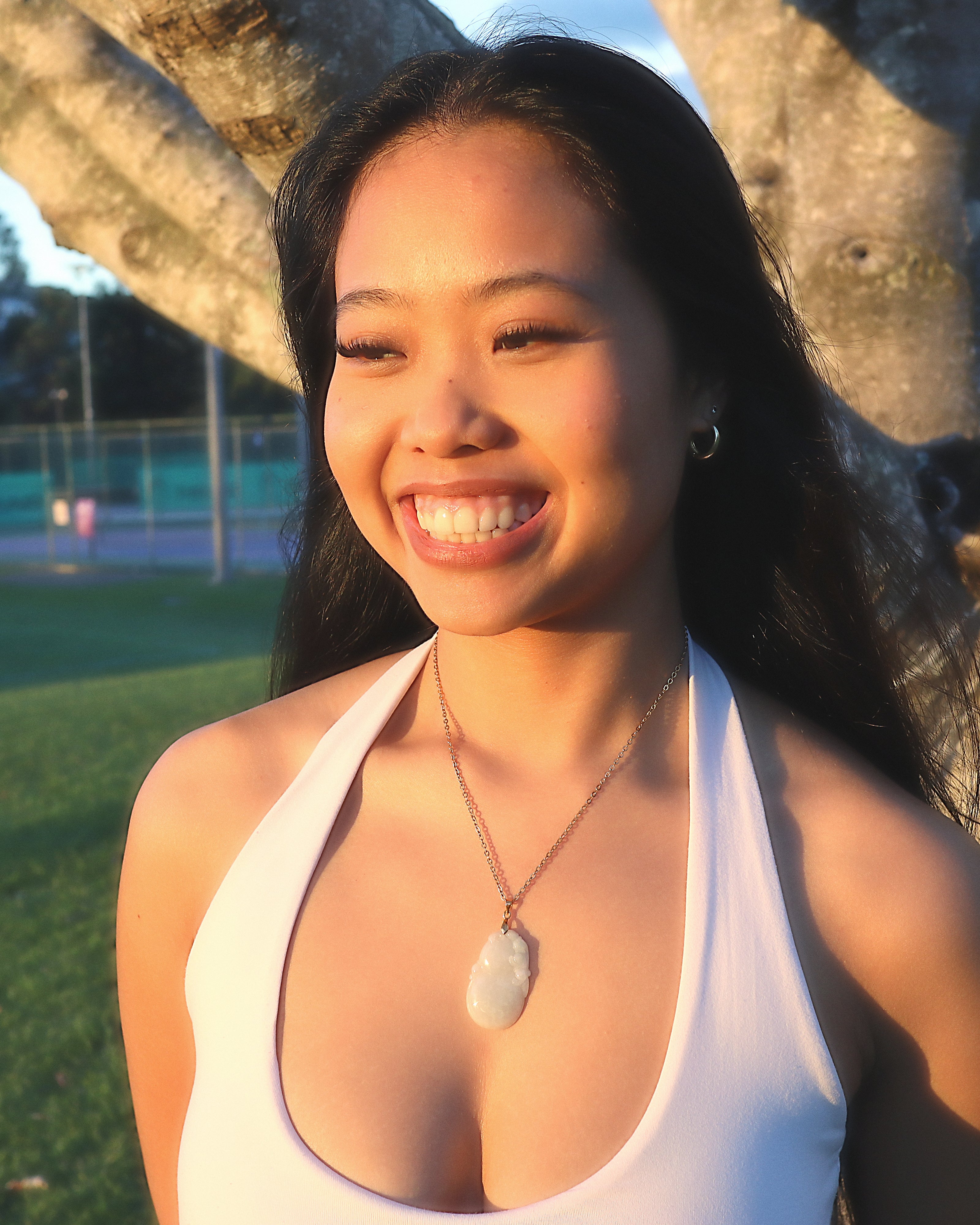 Jade Pixiu Hulu Necklace worn