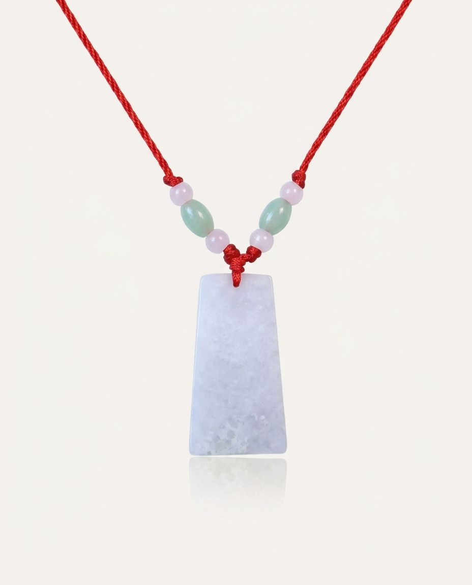 Jade Tablet Necklace on ivory background