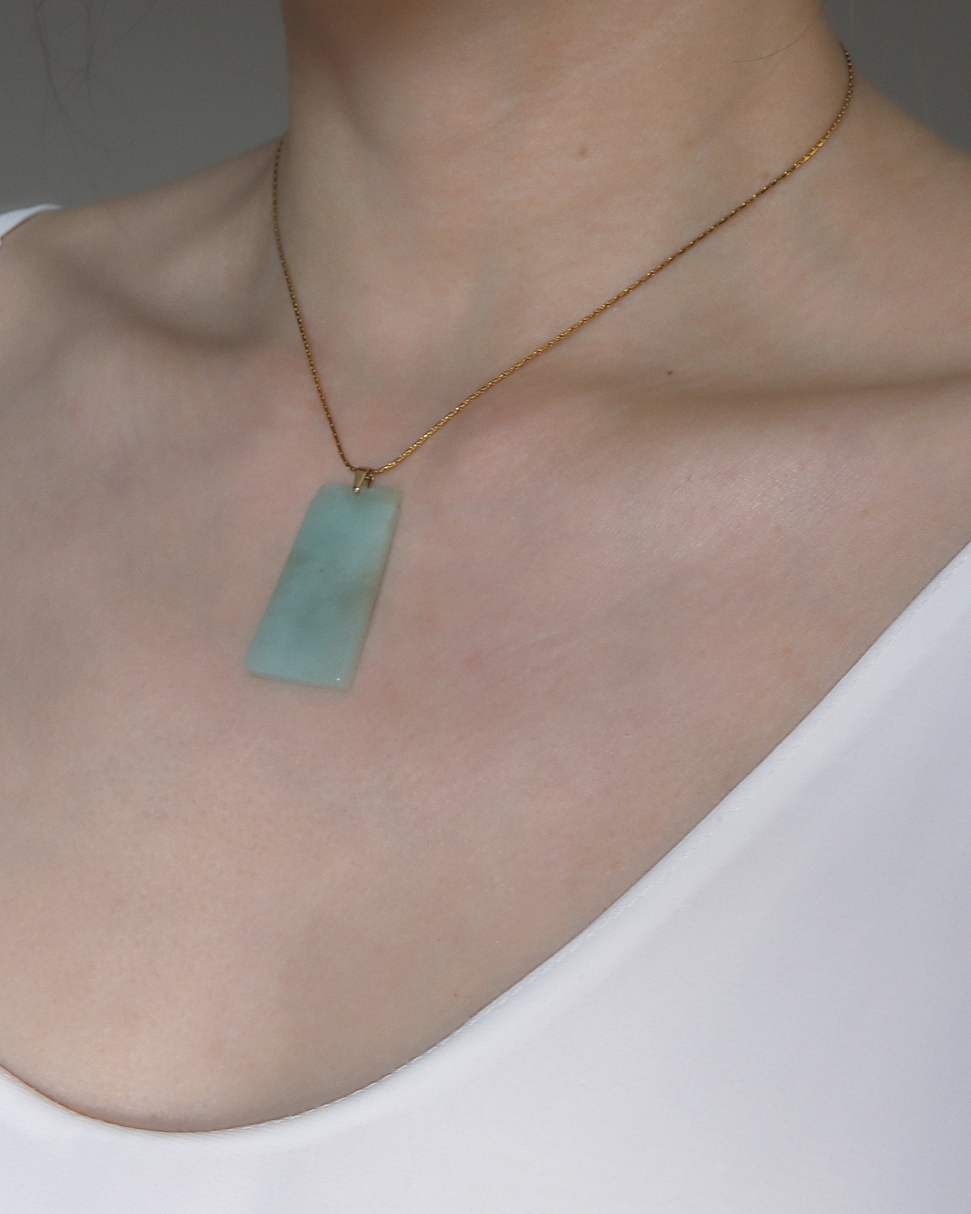 Jade Tablet Necklace worn